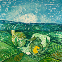 Paesaggio con cipolle (2010), 217 x 213 cm, acrylic on canvas, inv. PH064